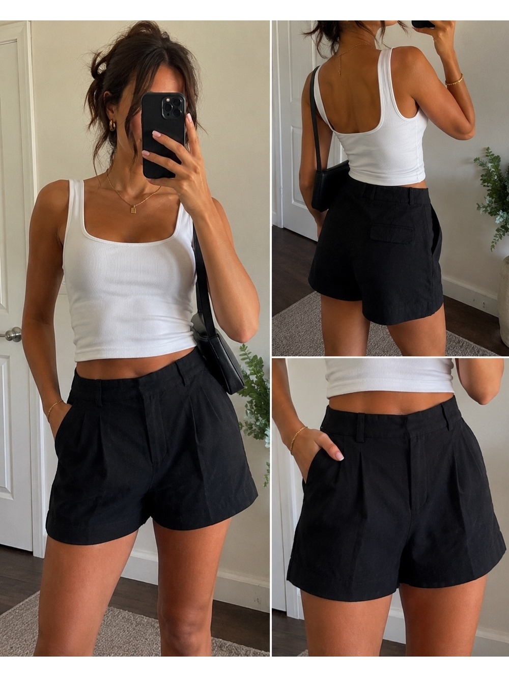 Zara Black High-Waisted Tailored Shorts - Size M
